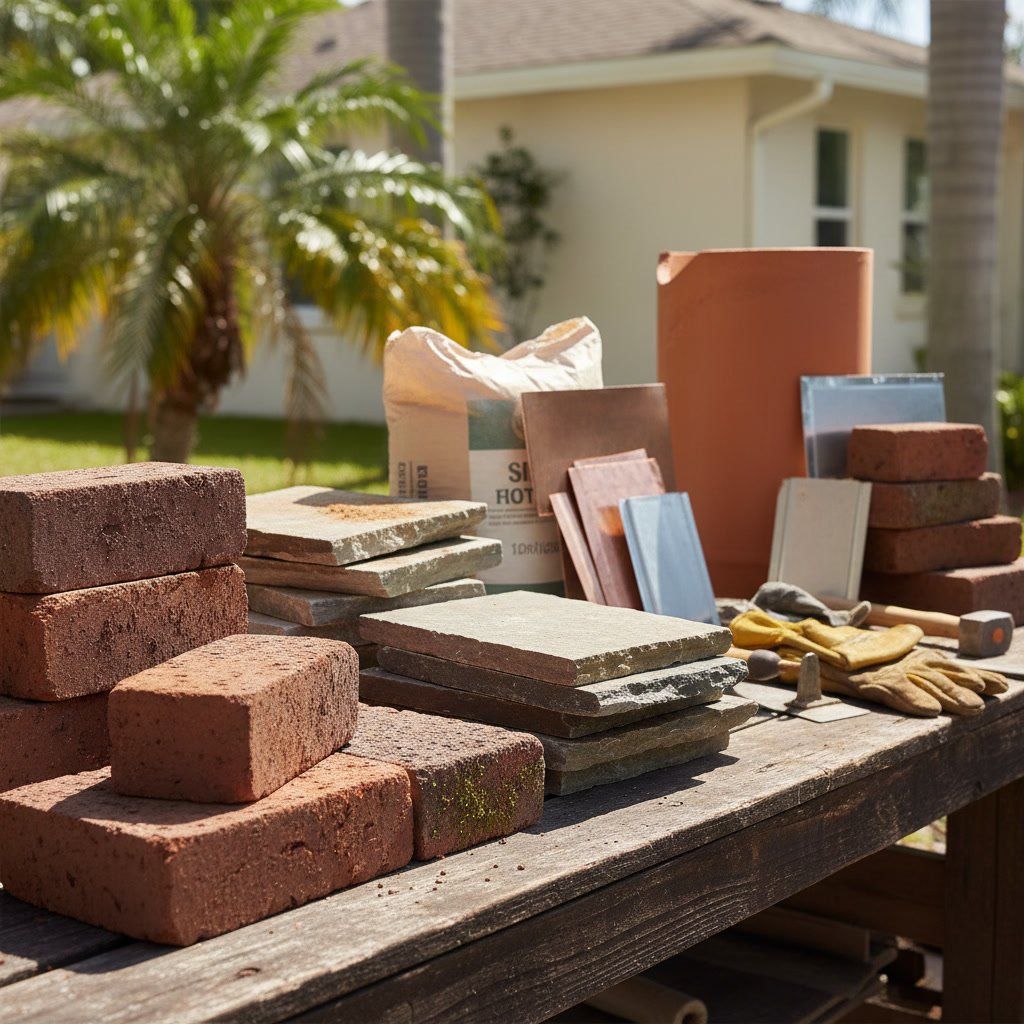 Professional mason repairing chimney crown damage in South Florida