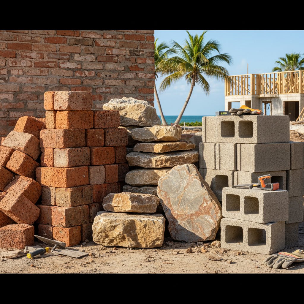 Comparison of brick stone and block materials for Riviera Beach masonry projects