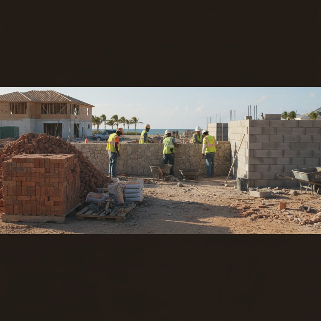 Professional mason installing brick stone or block in Riviera Beach Florida