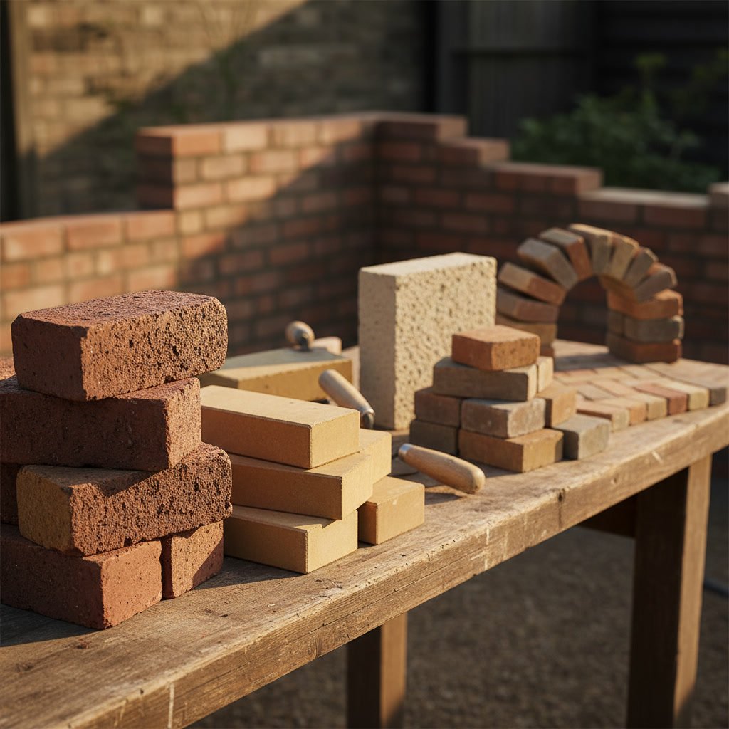 Different types of masonry materials including brick stone and block