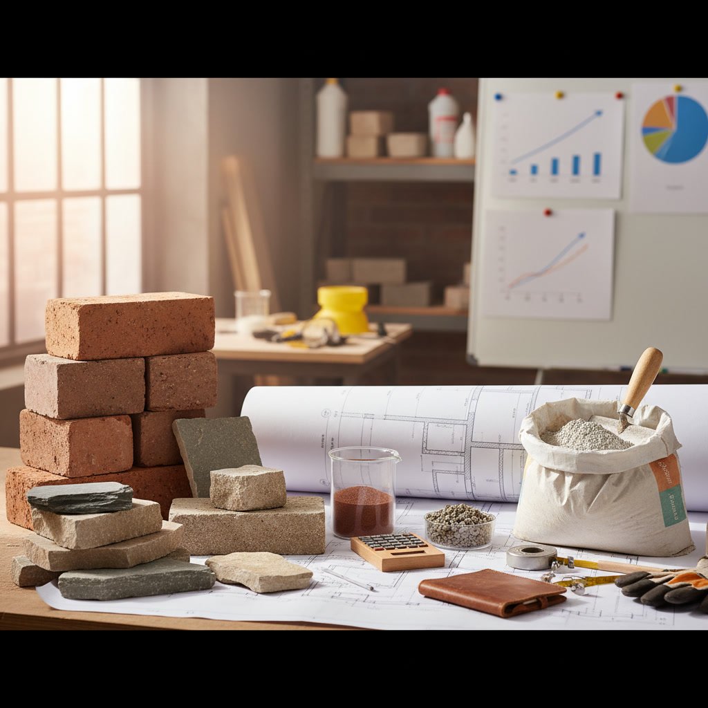 Comparing different masonry material samples for construction project